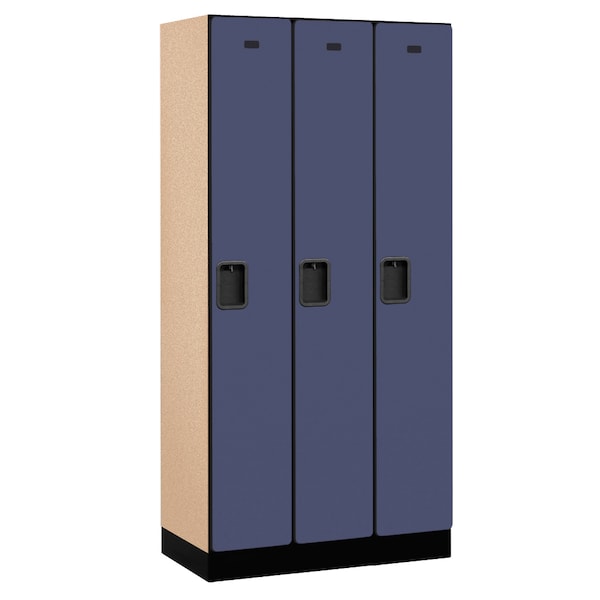 Salsbury Industries Wardrobe Locker, 36" W, 18" D, 76" H, (3) Wide, (3) Openings, Blue 31368BLU - main